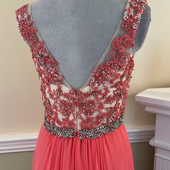 NIGHT STUDIO Coral Rhinestone PROM Embroidered Bodice  Bridesmaid Dress 8 - Picture 13 of 16